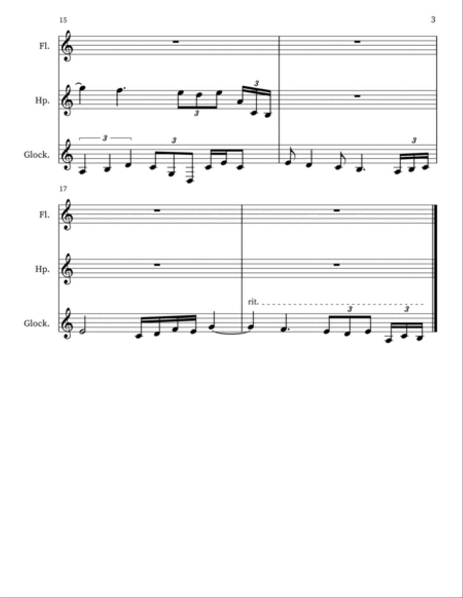 Aaliis19 for Flute, Harp. Glockenspiel Small Ensemble scores gallery preview page 3