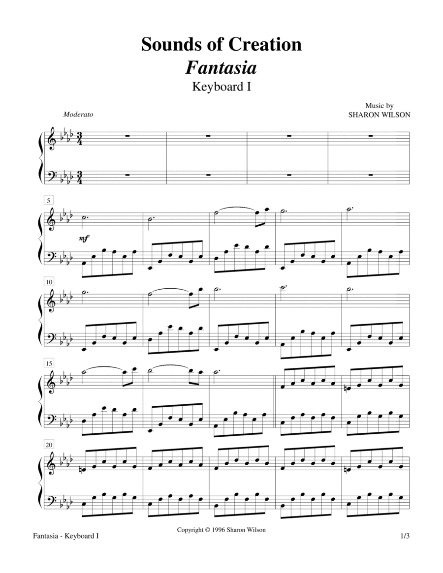 Sounds of Creation - Fantasia (Keyboard Duet; 2 Pianos, 4 Hands) 2 Pianos, 4-Hands scores gallery preview page 1