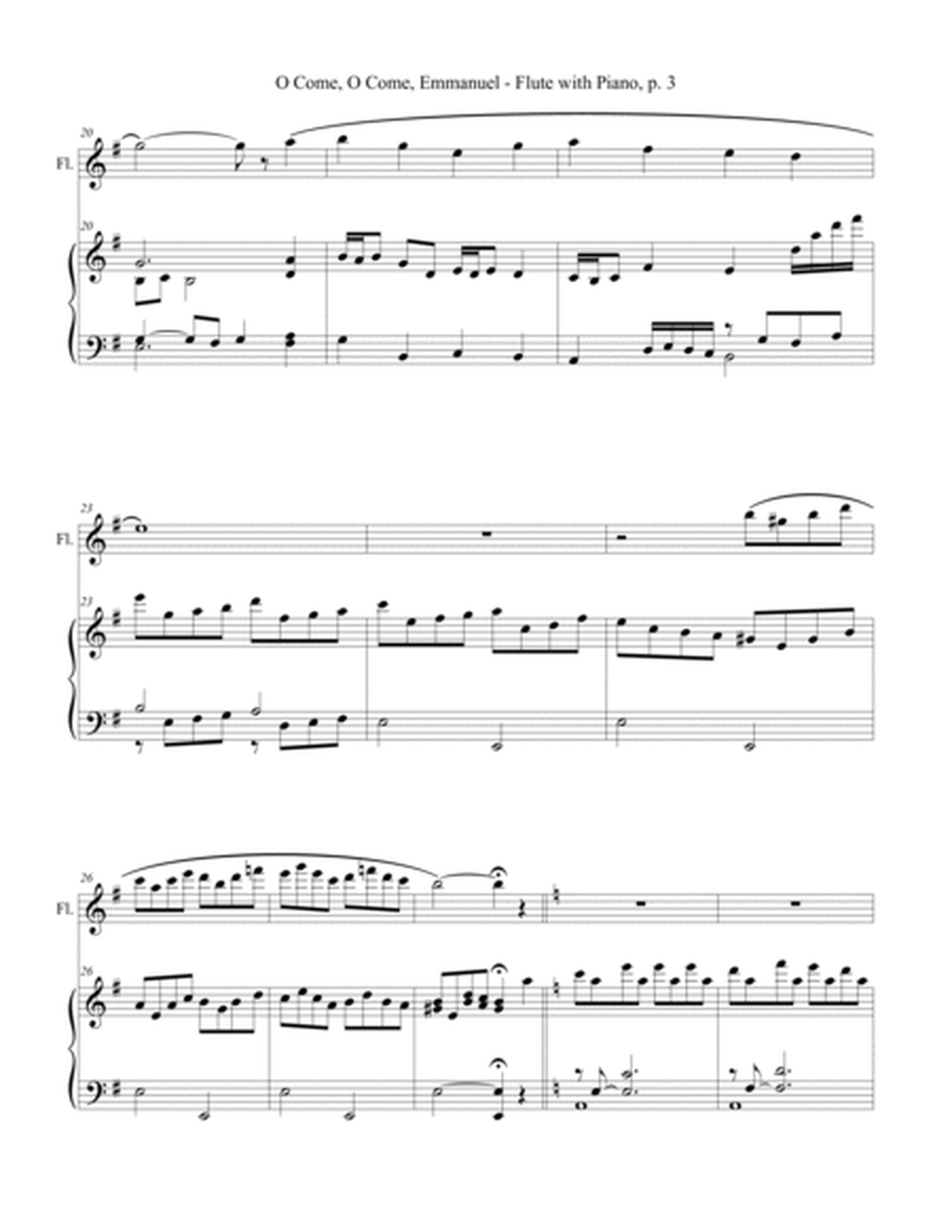 O COME, O COME, EMMANUEL, Flute and Piano (Score & Parts included) image number null
