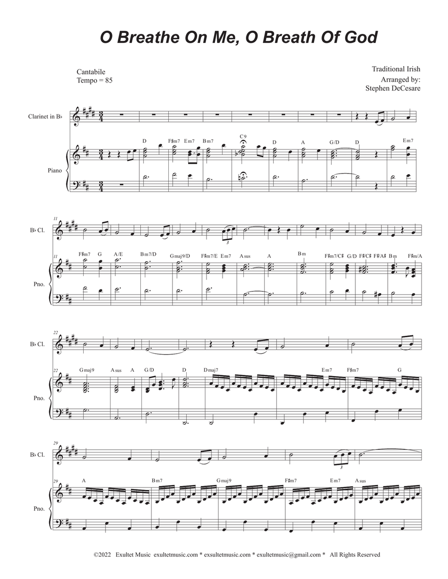 O Breathe On Me, O Breath Of God (Bb-Clarinet solo and Piano) Clarinet Solo scores gallery preview page 1