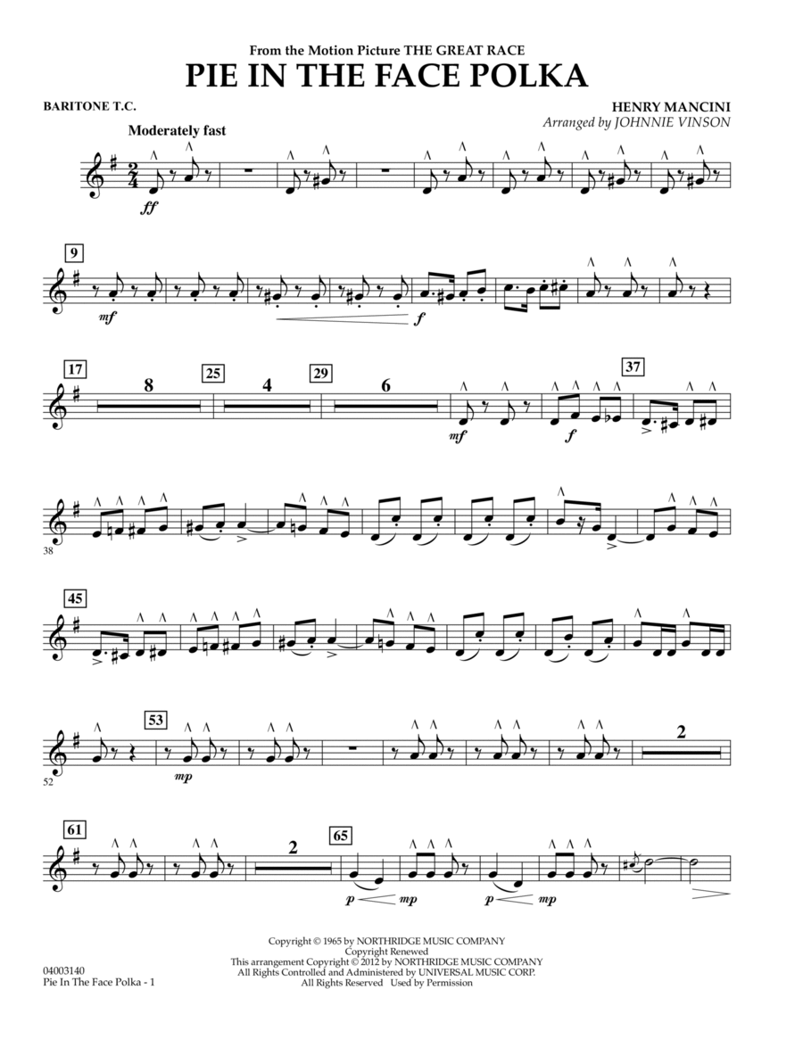 Pie In The Face Polka - Baritone T.C. Concert Band scores gallery preview page 1