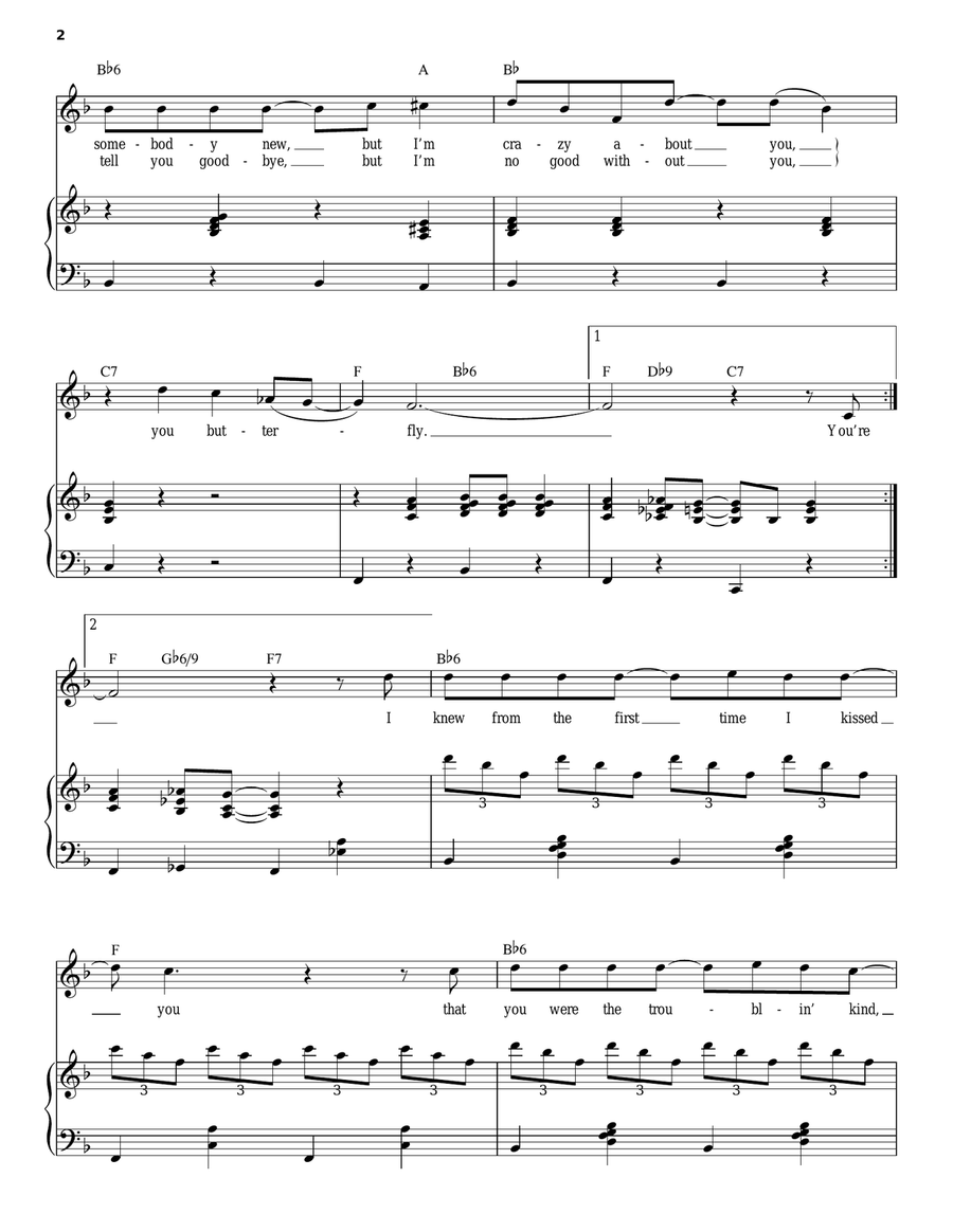 Butterfly Butterfly Piano, Vocal scores gallery preview page 2