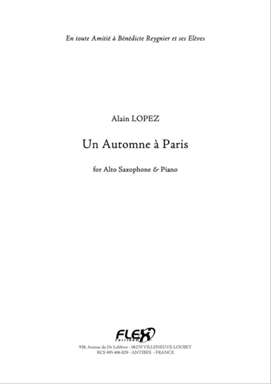 Un Automne a Paris Alto Saxophone scores gallery preview page 1