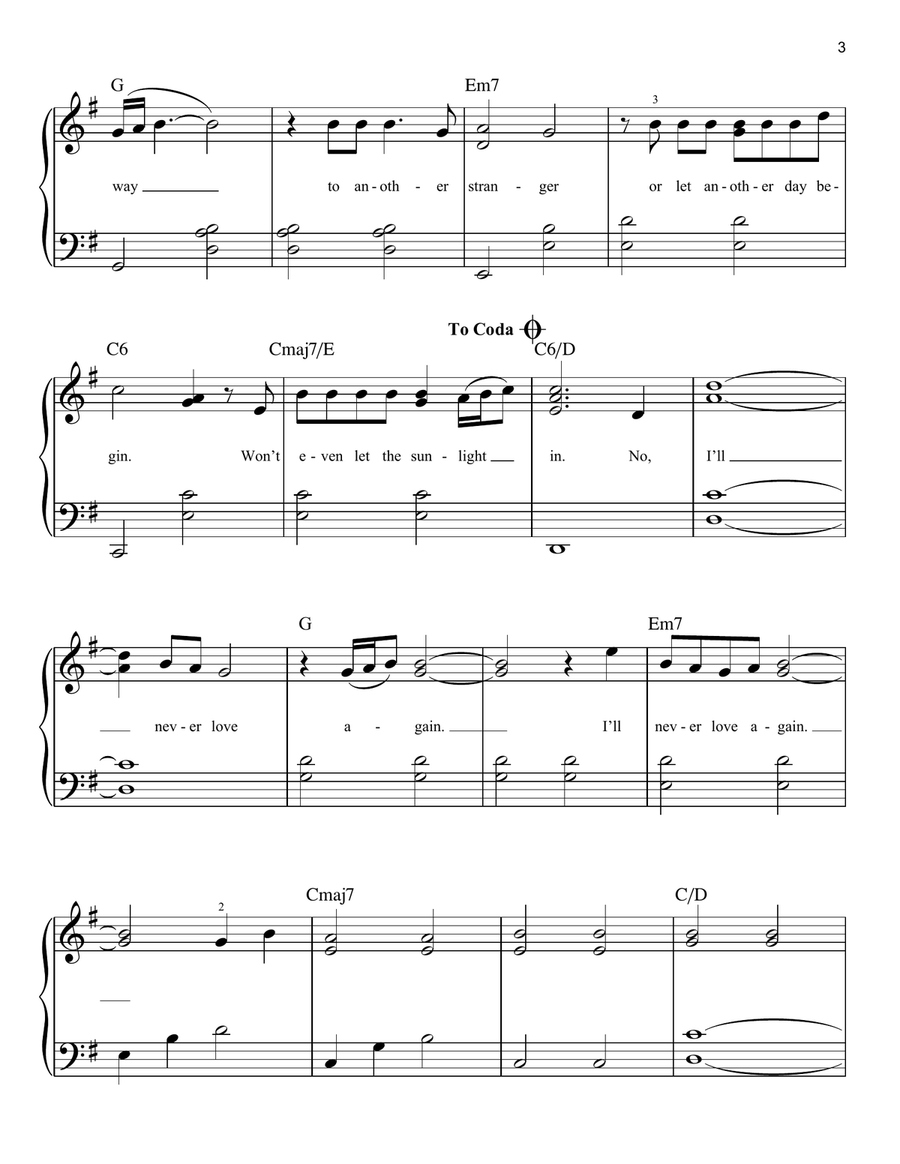 I'll Never Love Again (from A Star Is Born) Easy Piano scores gallery preview page 3