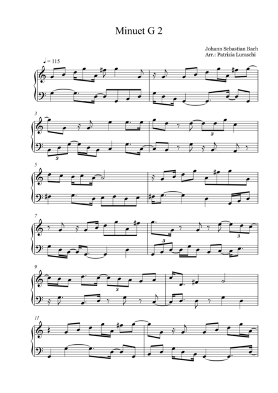 Johann Sebastian Bach - Minuet G 2 Piano Method scores gallery preview page 2