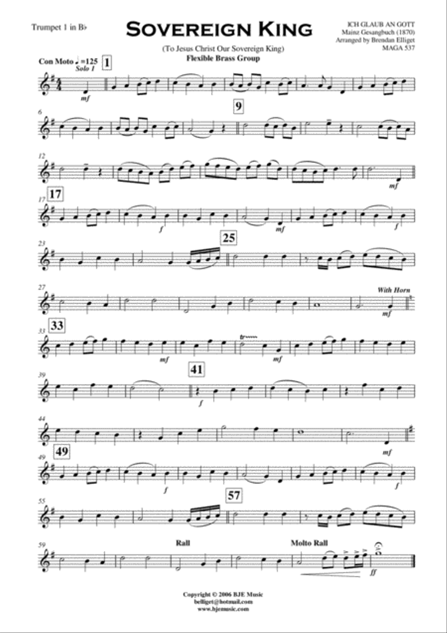 Sovereign King - Trumpet Trio with Flexible Brass Group Score and Parts PDF Brass Ensemble scores gallery preview page 6