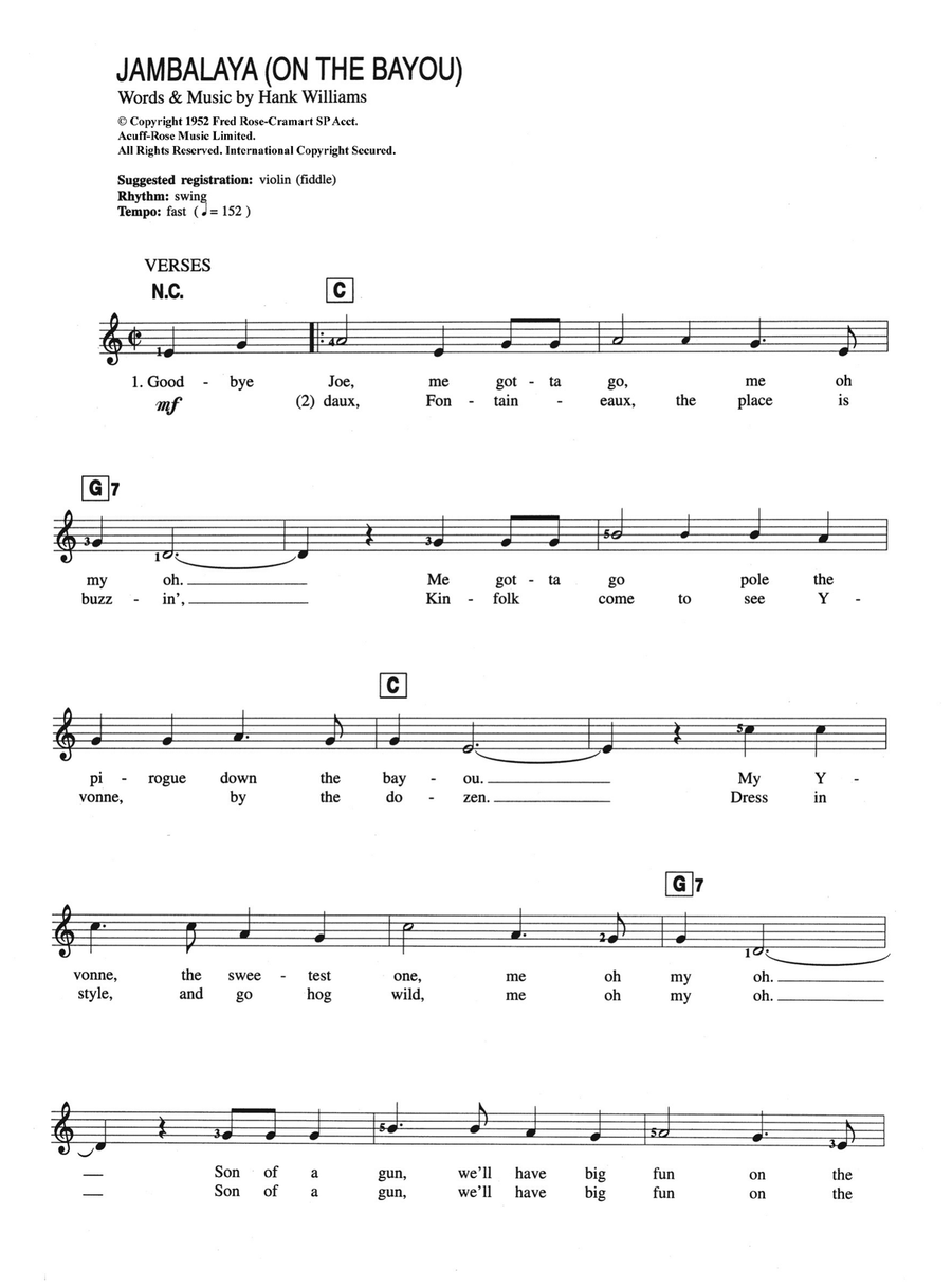 Jambalaya (On The Bayou) Piano Solo scores gallery preview page 1