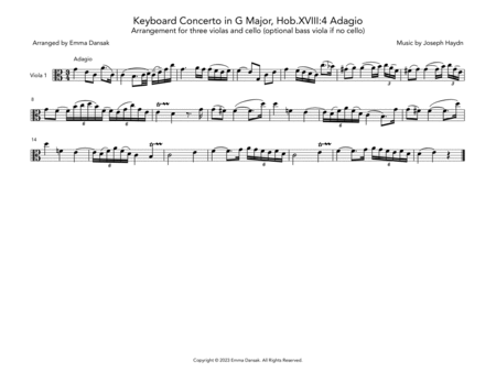 Keyboard Concerto in G Major, Hob.XVIII:4 Adagio