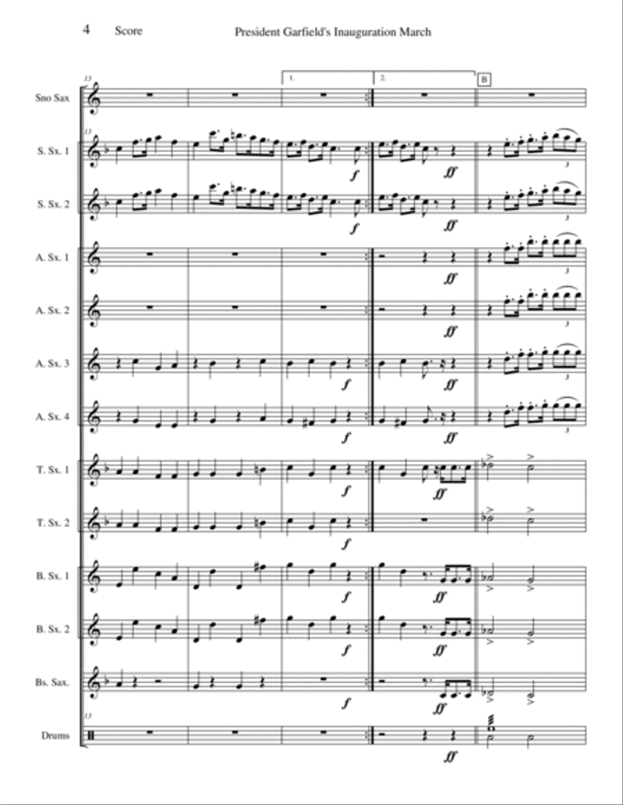 Garfield's Inaugural March - Opus 131 Woodwind Ensemble scores gallery preview page 4