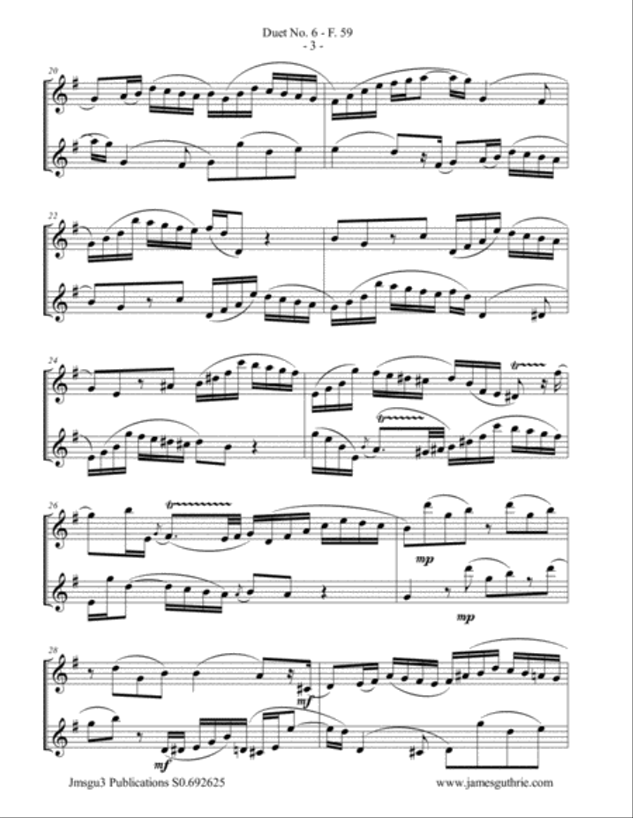 WF Bach: Duet No. 6 for Tenor Sax Duo Woodwind Duet scores gallery preview page 3