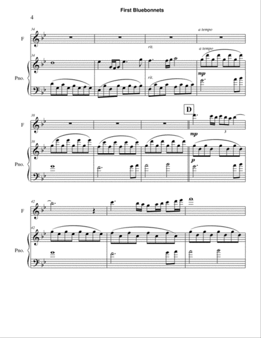 First Bluebonnets of Spring Flute Solo scores gallery preview page 4