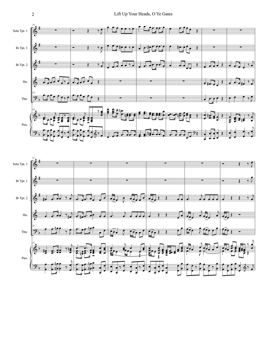 Lift Up Your Heads, O Ye Gates (Brass Quintet and Piano) Brass Quintet scores gallery preview page 2