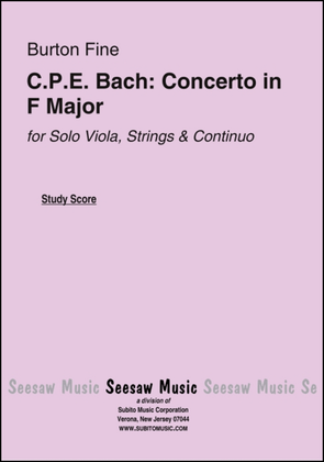 Book cover for C.P.E. Bach: Concerto for Viola, Strings & Continuo in F Major