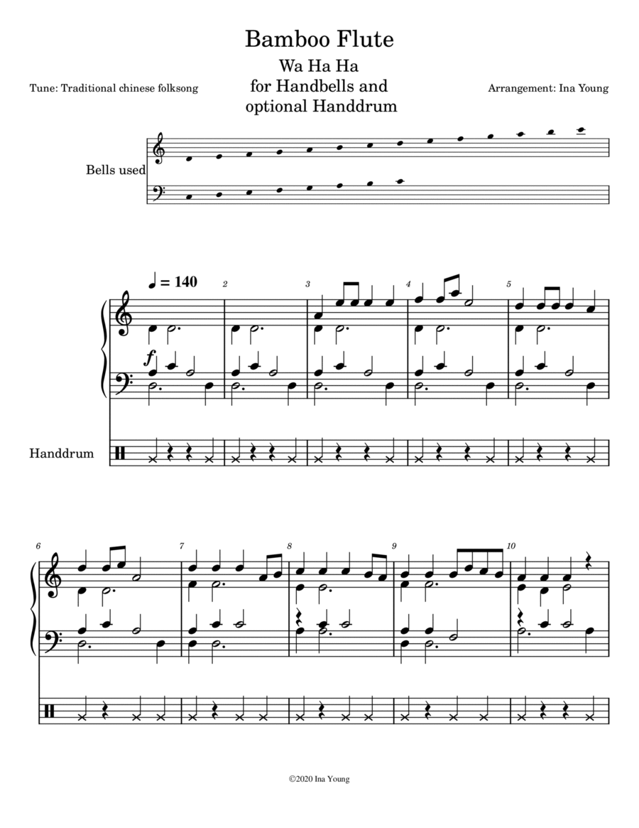 Wa Ha Ha (Bamboo Flute) Handbell Arrangement Handbell Choir scores gallery preview page 1