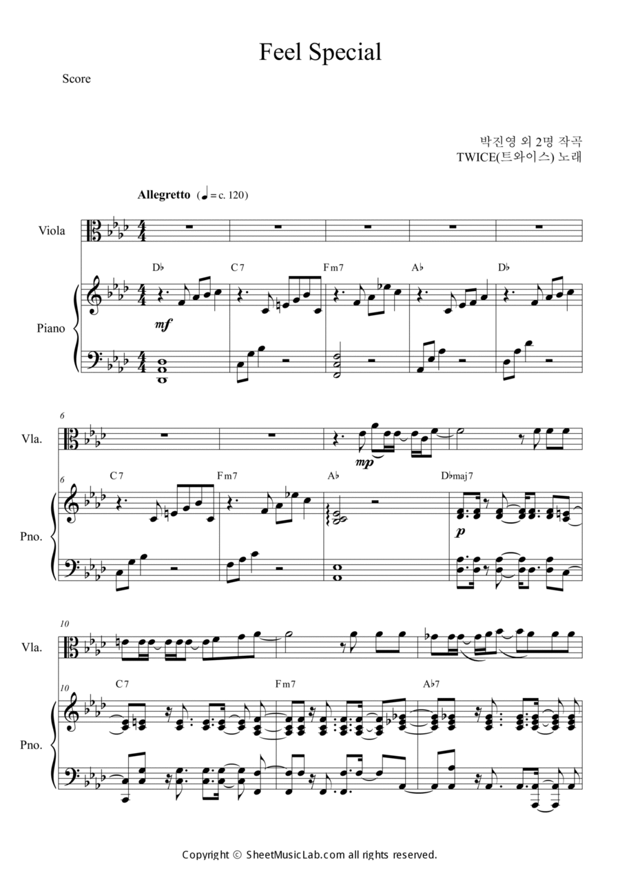 Feel Special Feel Special Viola scores gallery preview page 1