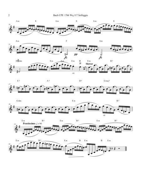 Bach CPE Solfeggio Arranged for Clarinet