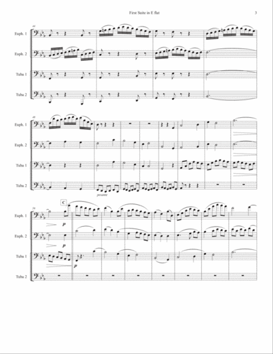 First Suite in Eb Brass Quartet scores gallery preview page 3
