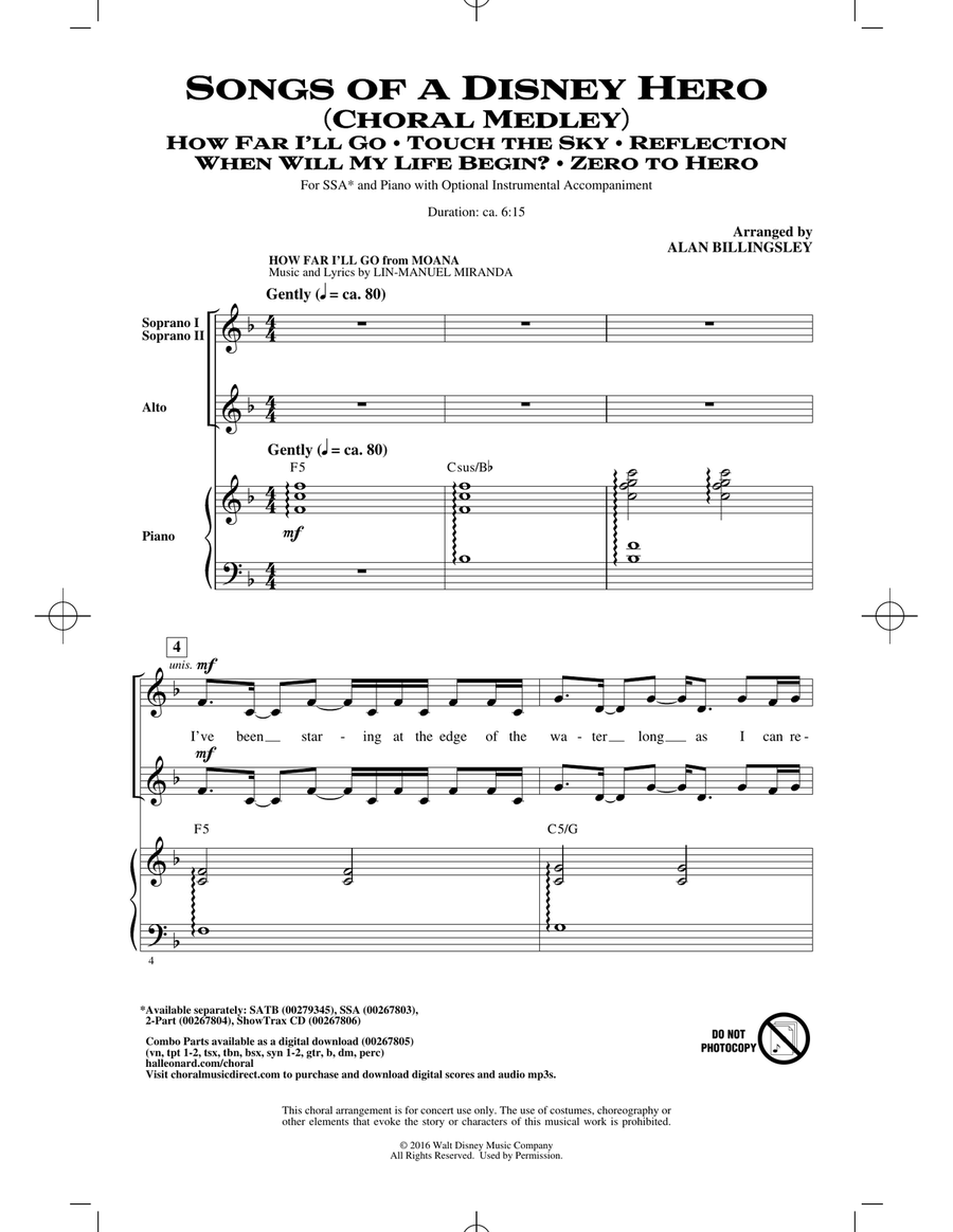 Songs of a Disney Hero Songs of a Disney Hero SSA scores gallery preview page 1