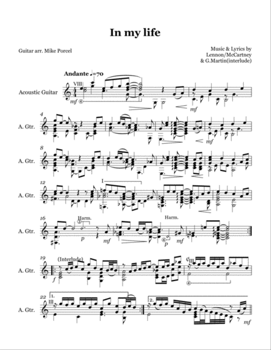 In My Life Guitar Solo scores gallery preview page 2