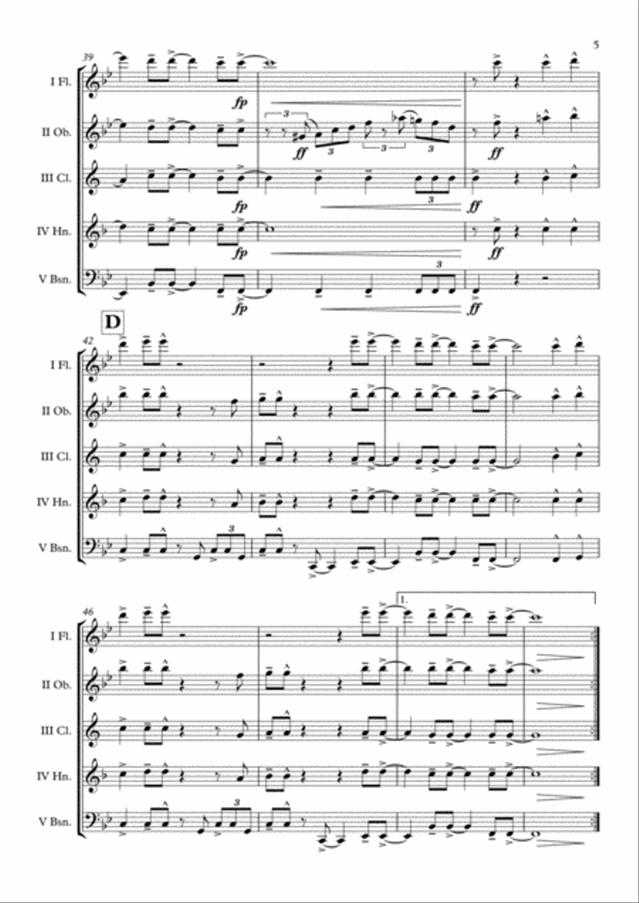 Rosanna Rosanna Woodwind Quintet scores gallery preview page 6
