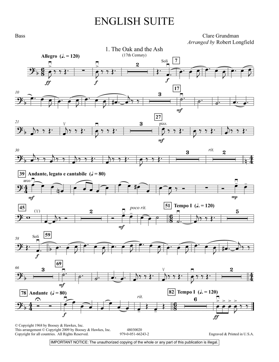English Suite - Bass English Suite - Bass Orchestra scores gallery preview page 1