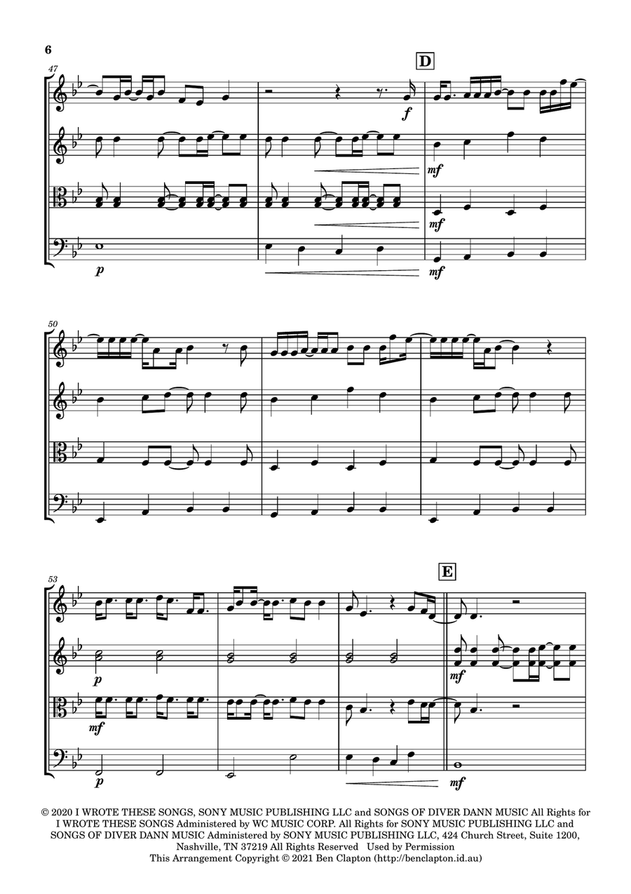 Starting Over String Quartet scores gallery preview page 6