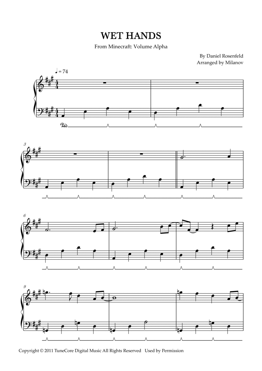 Wet Hands Easy Piano scores gallery preview page 1