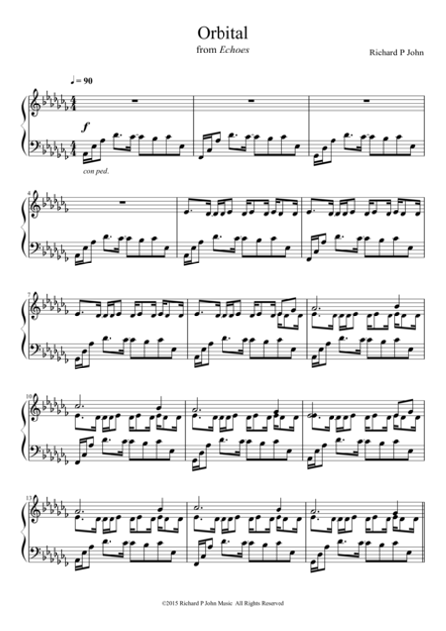 Orbital (from Echoes) Orbital (from Echoes) Piano Solo scores gallery preview page 1