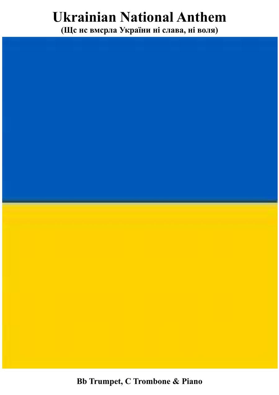 Ukrainian National Anthem for Bb Trumpet/Cornet, C Trombone/Euphonium & Piano MFAO World National An Cornet scores gallery preview page 1