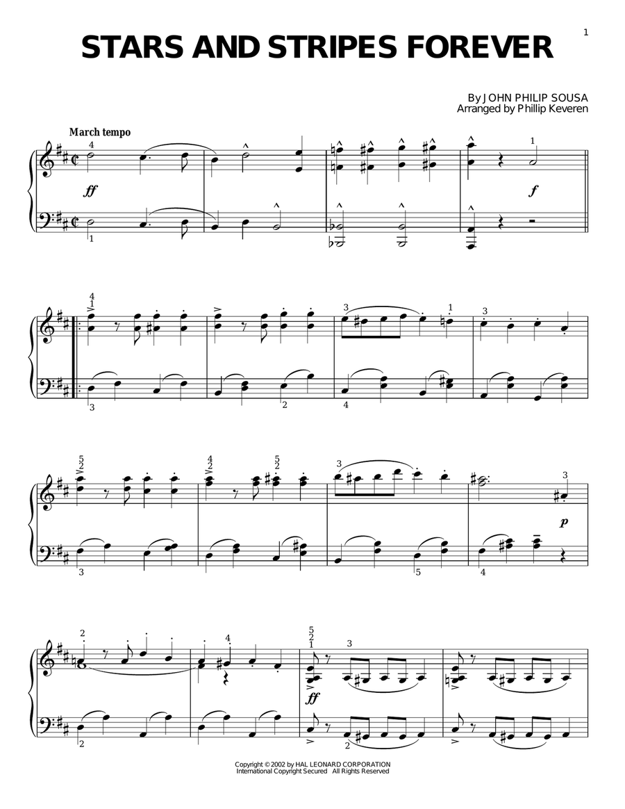 Stars And Stripes Forever (arr. Phillip Keveren) Piano Solo scores gallery preview page 1