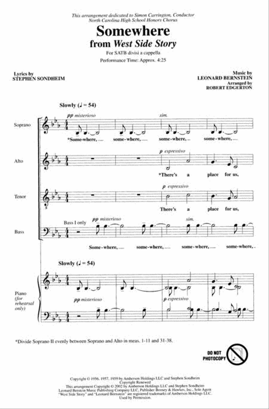 Somewhere (from West Side Story) Divisi scores gallery preview page 2