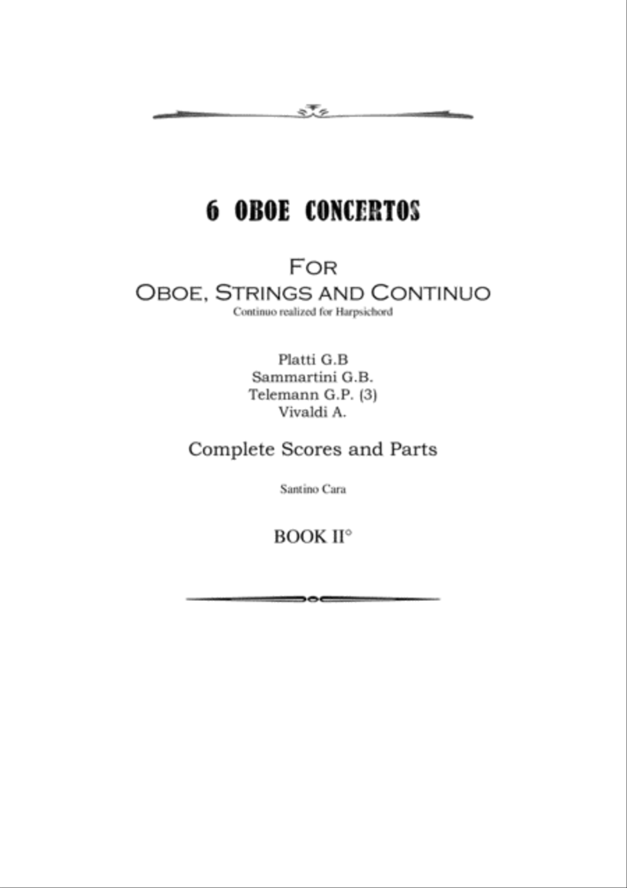 Six Oboe Concertos for Oboe, Strings and Continuo - Book 2 - Scores and Parts Chamber Orchestra scores gallery preview page 1