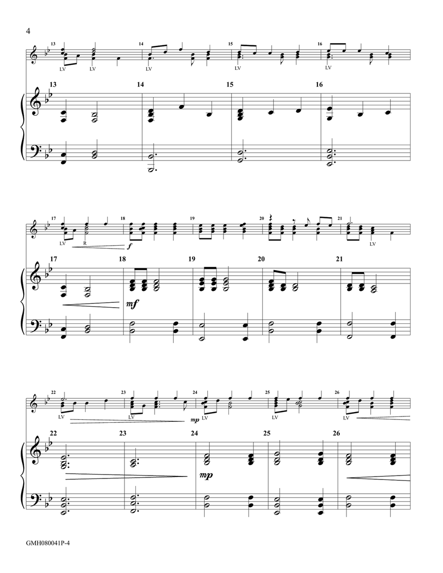 The Solid Rock (piano accompaniment to 8 bell version) Handbell Choir scores gallery preview page 4