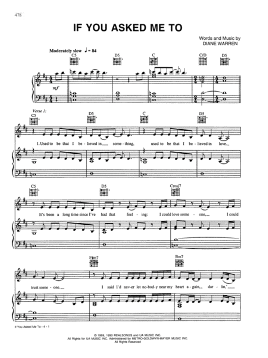 If You Asked Me To Piano, Vocal, Guitar scores gallery preview page 1