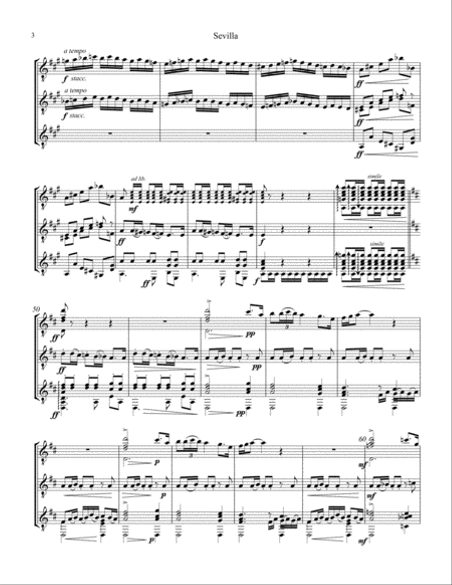 Sevilla Op. 47 No. 3 for guitar trio Guitar Ensemble scores gallery preview page 4