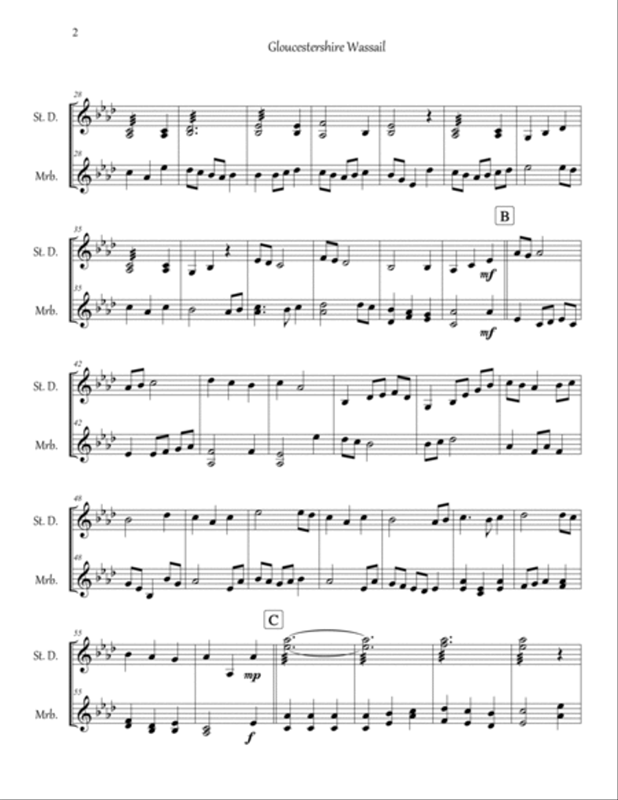 Gloucestershire Wassail (Wassail, Wassail) Percussion scores gallery preview page 3