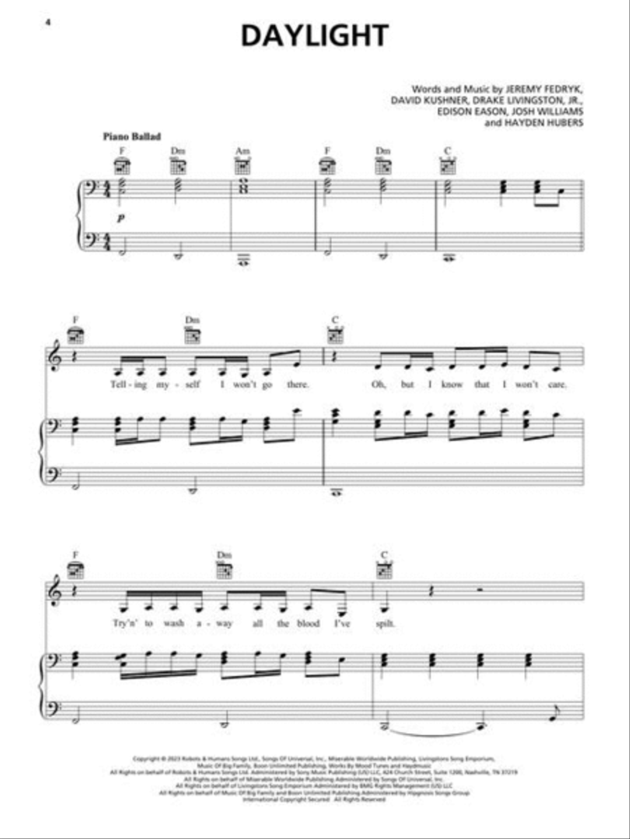 Top Hits of 2023 Piano, Vocal, Guitar scores gallery preview page 4