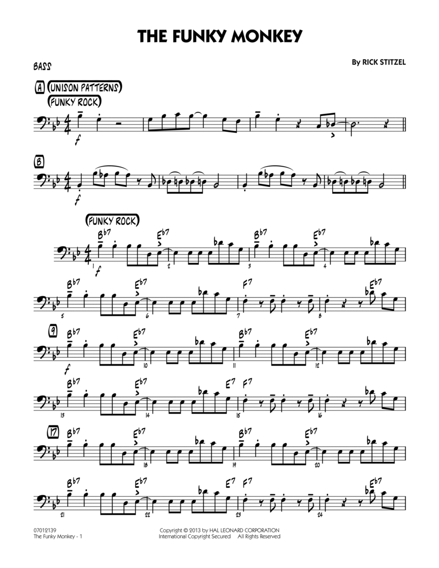 The Funky Monkey - Bass Jazz Ensemble scores gallery preview page 1