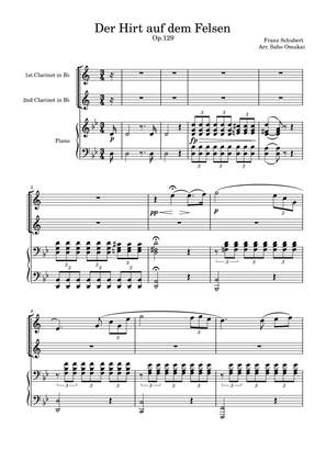 Der Hirt auf dem Felsen by Franz Schubert for two Clarinets and Piano