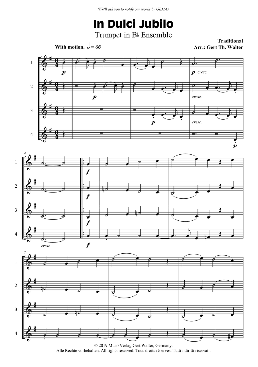 In Dulci Jubilo Brass Ensemble scores gallery preview page 1