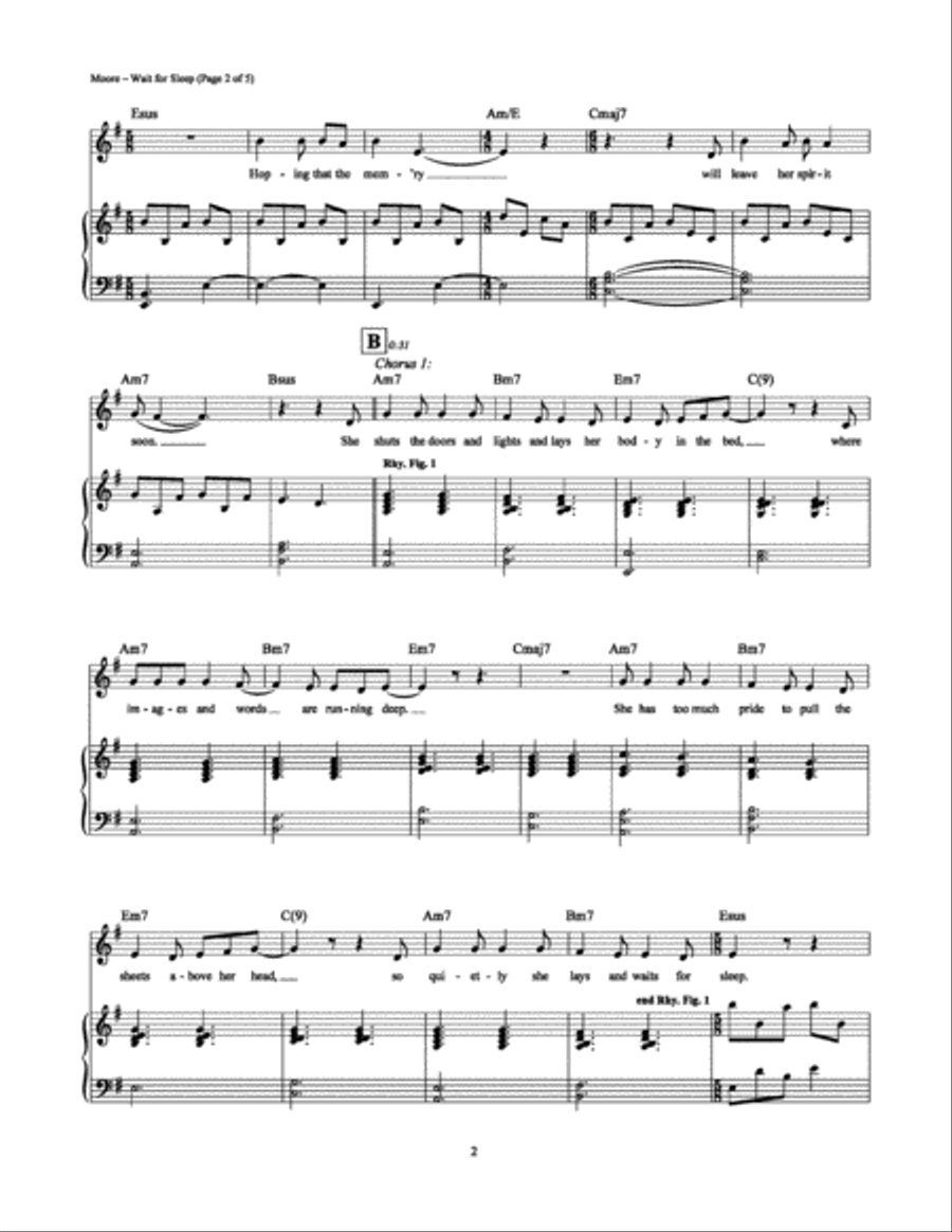 Wait For Sleep Piano, Vocal, Guitar scores gallery preview page 2
