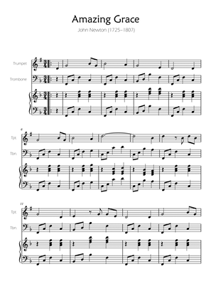 Amazing Grace - Trumpet and Trombone Duet w/ Piano accompaniment