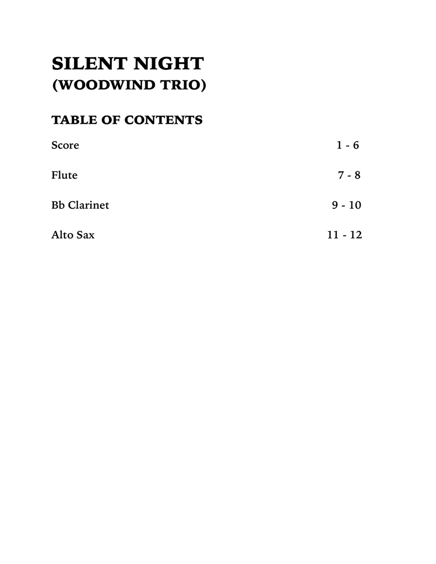 Silent Night (Woodwind Trio): Flute, Clarinet and Alto Sax Woodwind Trio scores gallery preview page 4