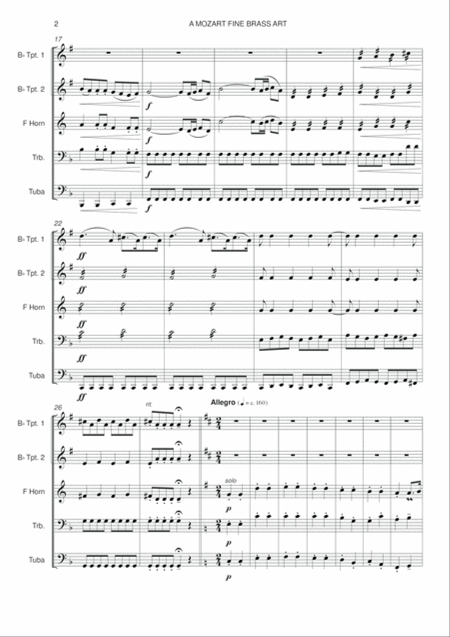 A MOZART FINE BRASS ART A MOZART FINE BRASS ART Brass Ensemble scores gallery preview page 3