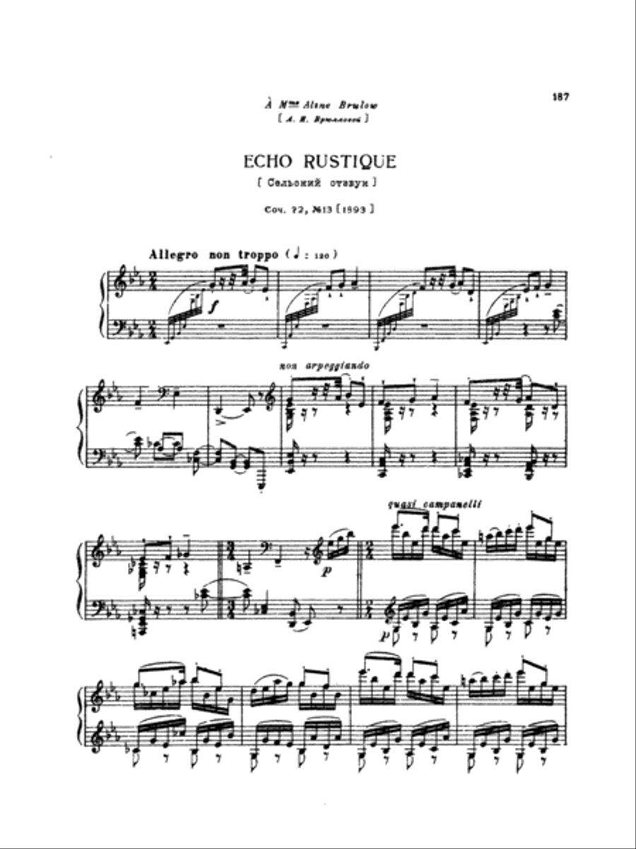 Tchaikovsky: Eighteen Piano Pieces, Op. 72; Aveu Passionne; Valse, Op. 40, No. 9, 1st Version Piano Solo scores gallery preview page 1