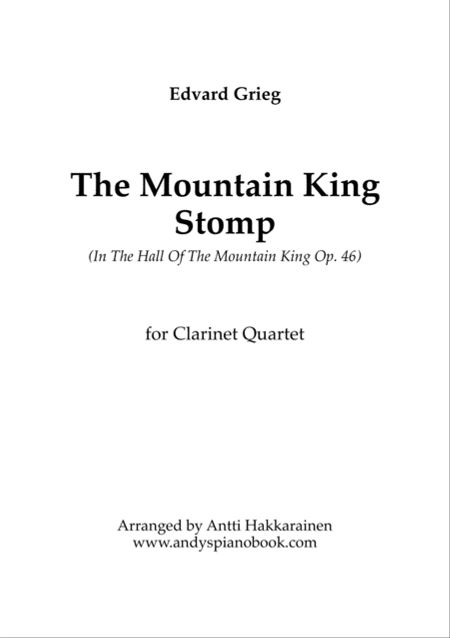 The Mountain King Stomp (In The Hall Of The Mountain King) - Clarinet Quartet Clarinet Quartet scores gallery preview page 1