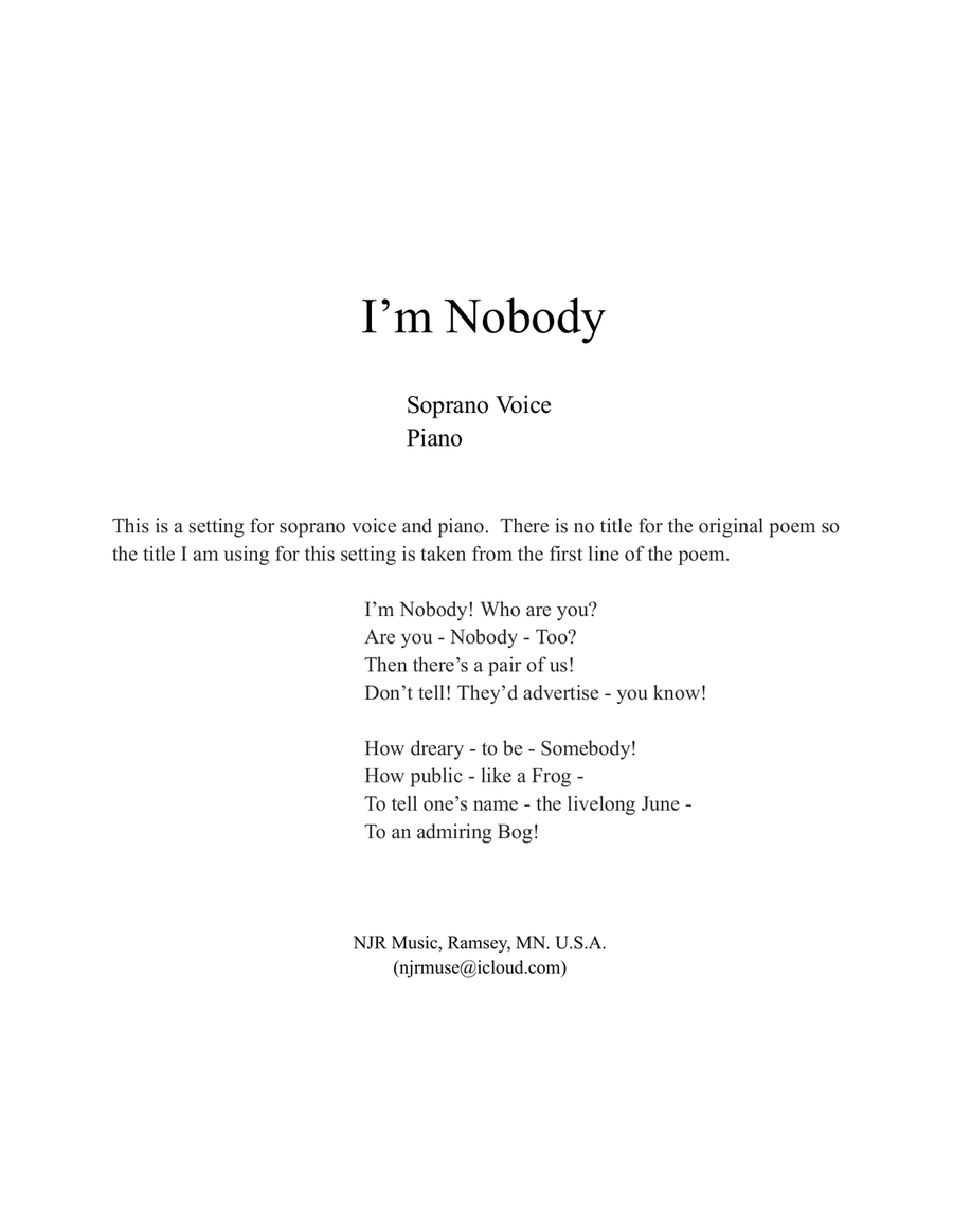 I'm Nobody! (s.v. & pf.) Voice scores gallery preview page 5