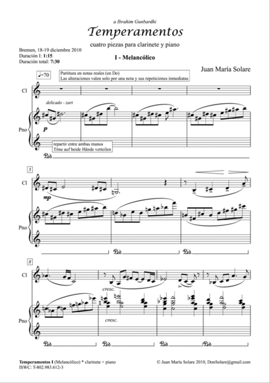 Temperamentos [Clarinet + Piano] Clarinet Solo scores gallery preview page 4