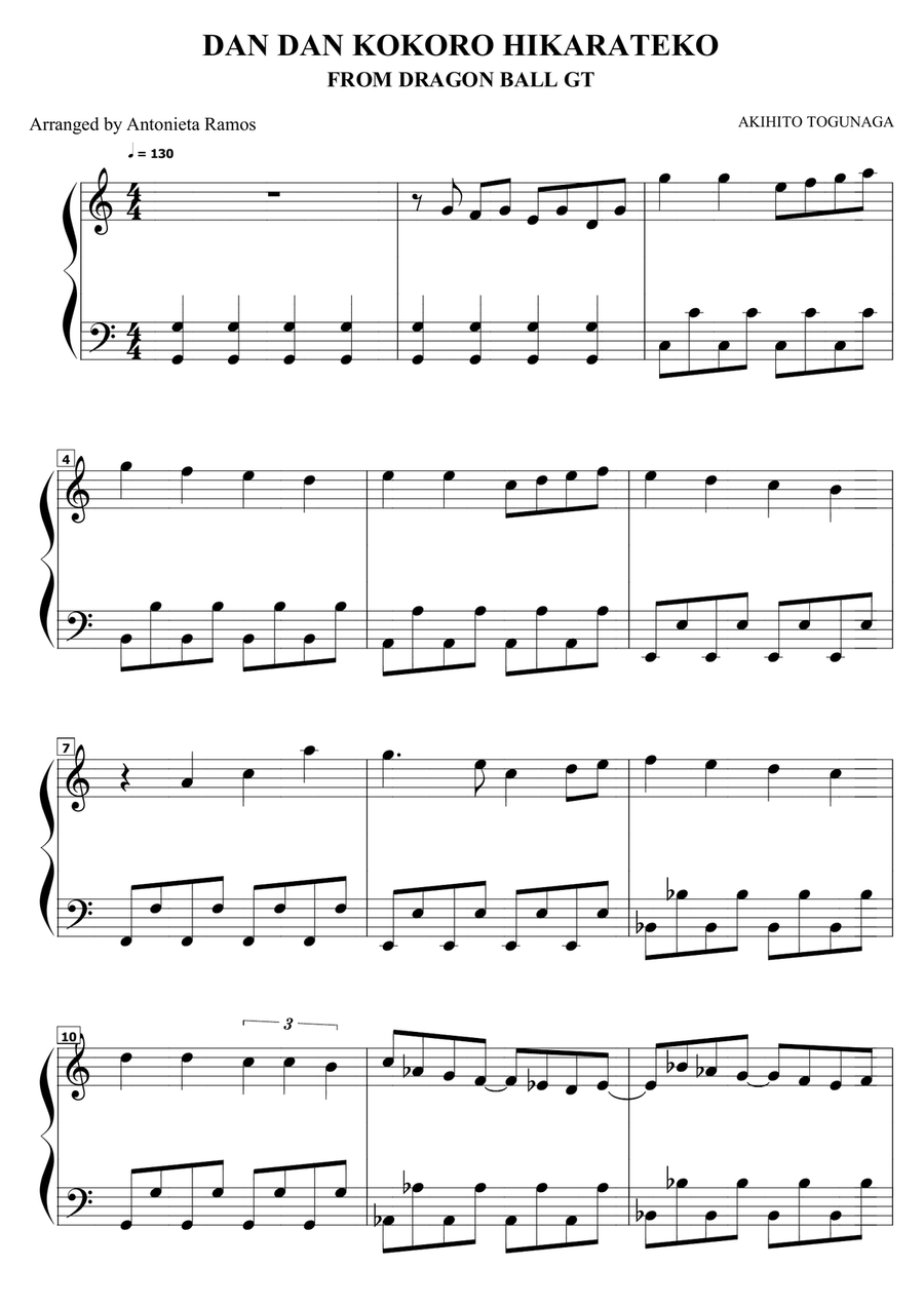 Dragon Ball Gt Dragon Ball Gt Piano Solo scores gallery preview page 1