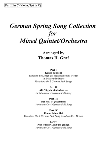 German Spring Song Collection - 5 Concert Pieces - Multiplay - Part 1 in C